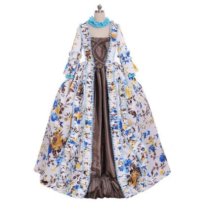 Marie Antoinette Cosplay Costume | Medieval Floral Dress | Renaissance Rococo Ball Gown-Astricos