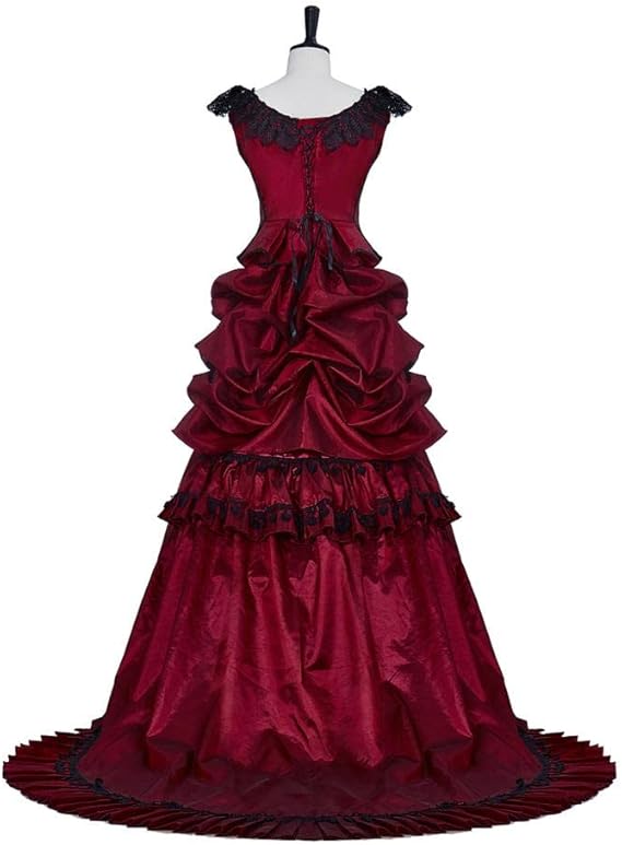 18th Century Red Gothic Bustle Dress - Medieval Georgian Victorian Ball Gown Costume-Astricos