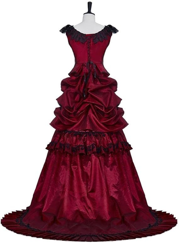 18th Century Red Gothic Bustle Dress - Medieval Georgian Victorian Ball Gown Costume-Astricos