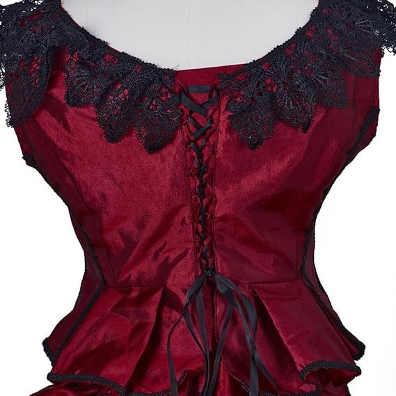 18th Century Red Gothic Bustle Dress - Medieval Georgian Victorian Ball Gown Costume-Astricos