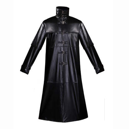 Medieval Gothic Plague Doctor Costume - Steampunk Vampire Horror PU Leather Jacket-Astricos
