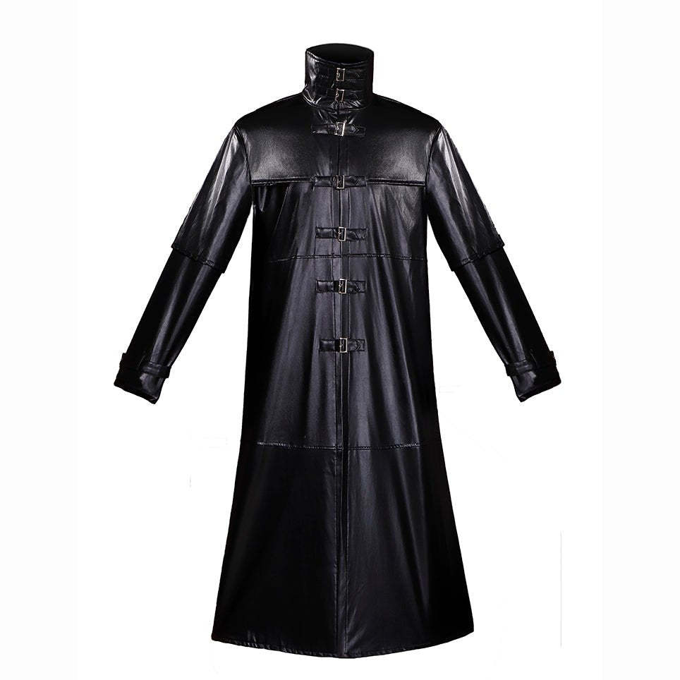 Medieval Gothic Plague Doctor Costume - Steampunk Vampire Horror PU Leather Jacket-Astricos