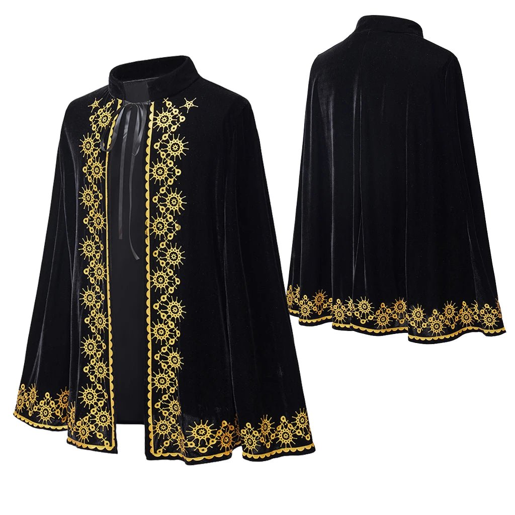 Medieval King Prince Cosplay Cloak - Royal Black Cape for Halloween & Carnival-Astricos