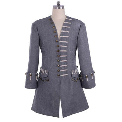 Medieval Men’s British Gothic Gentleman Punk Costume Jacket for Halloween & Carnival-Astricos