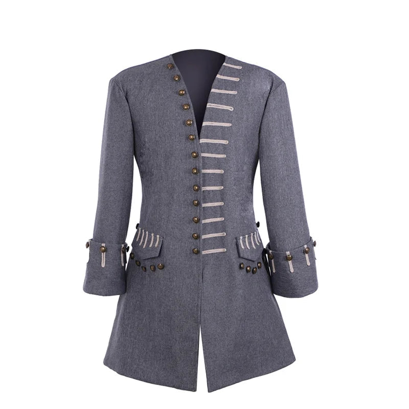 Medieval Men’s British Gothic Gentleman Punk Costume Jacket for Halloween & Carnival-Astricos