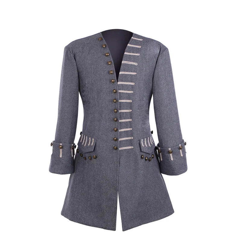Medieval Men’s British Gothic Gentleman Punk Costume Jacket for Halloween & Carnival-Astricos