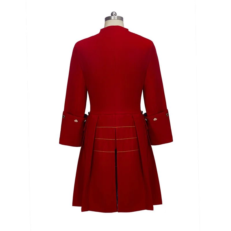 Slim Medieval Men's Red Tuxedo Jacket - Noble Regency Cosplay Costume-Astricos