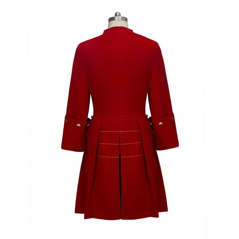 Slim Medieval Men's Red Tuxedo Jacket - Noble Regency Cosplay Costume-Astricos