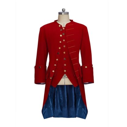 Slim Medieval Men's Red Tuxedo Jacket - Noble Regency Cosplay Costume-Astricos