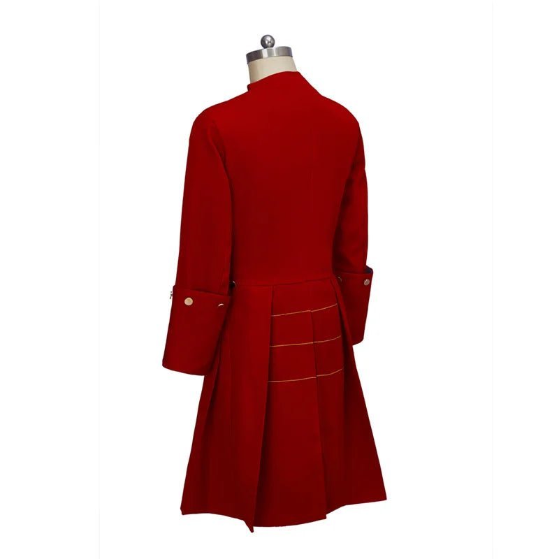 Slim Medieval Men's Red Tuxedo Jacket - Noble Regency Cosplay Costume-Astricos