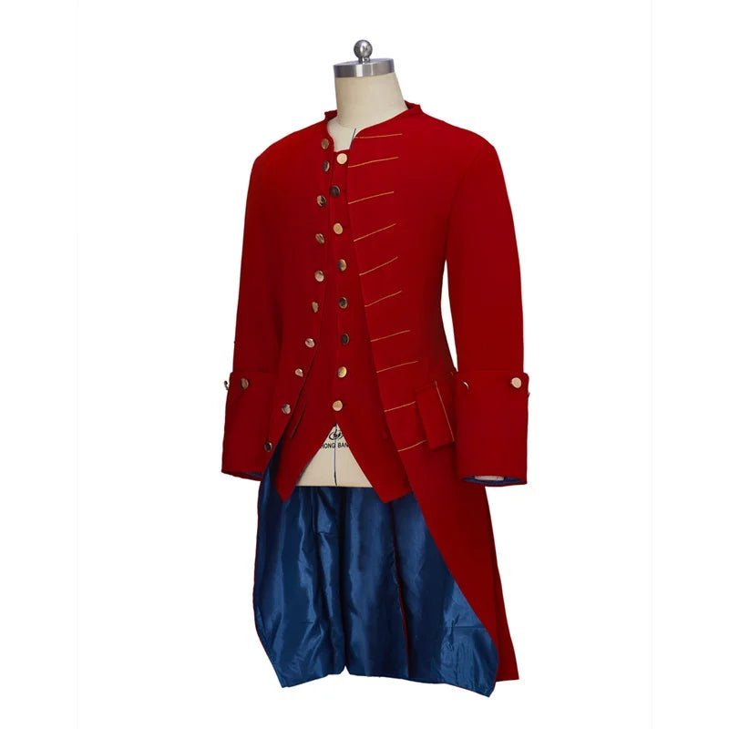 Slim Medieval Men's Red Tuxedo Jacket - Noble Regency Cosplay Costume-Astricos