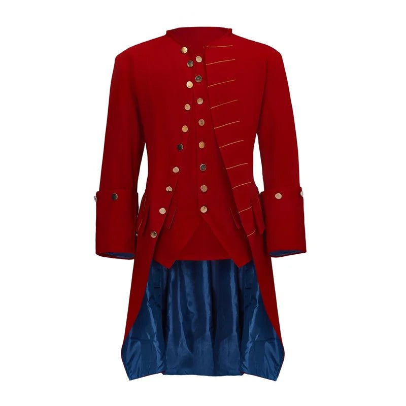 Slim Medieval Men's Red Tuxedo Jacket - Noble Regency Cosplay Costume-Astricos