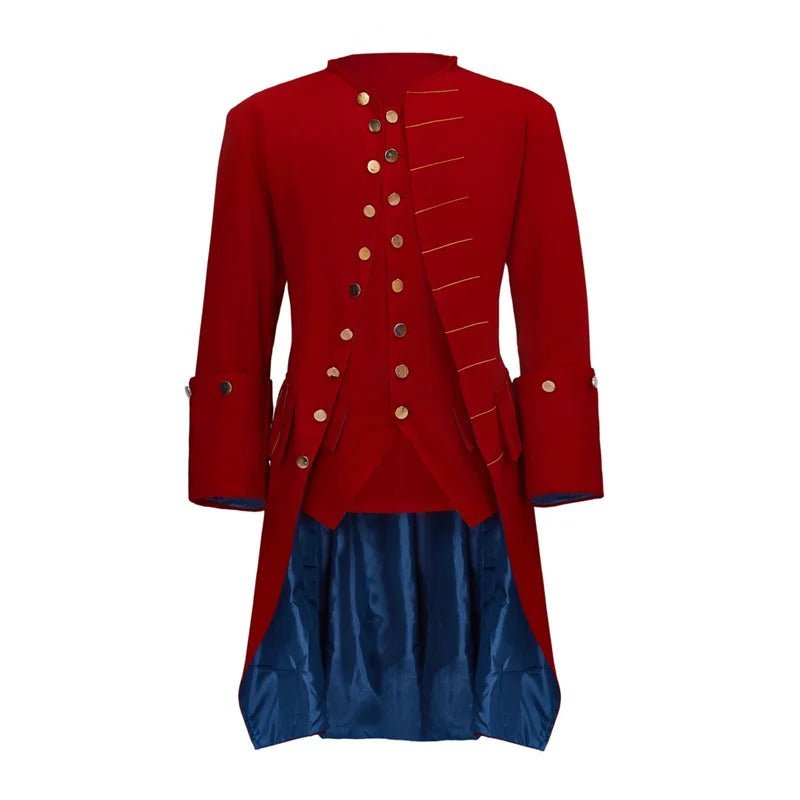 Slim Medieval Men's Red Tuxedo Jacket - Noble Regency Cosplay Costume-Astricos