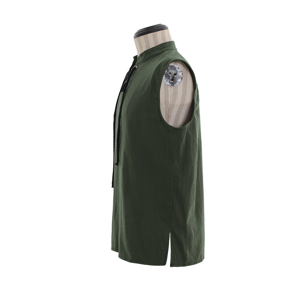 Medieval Men’s Victorian Vest Shirt - Sleeveless Pure Color Collar Straps for Summer | Astrico-Astricos