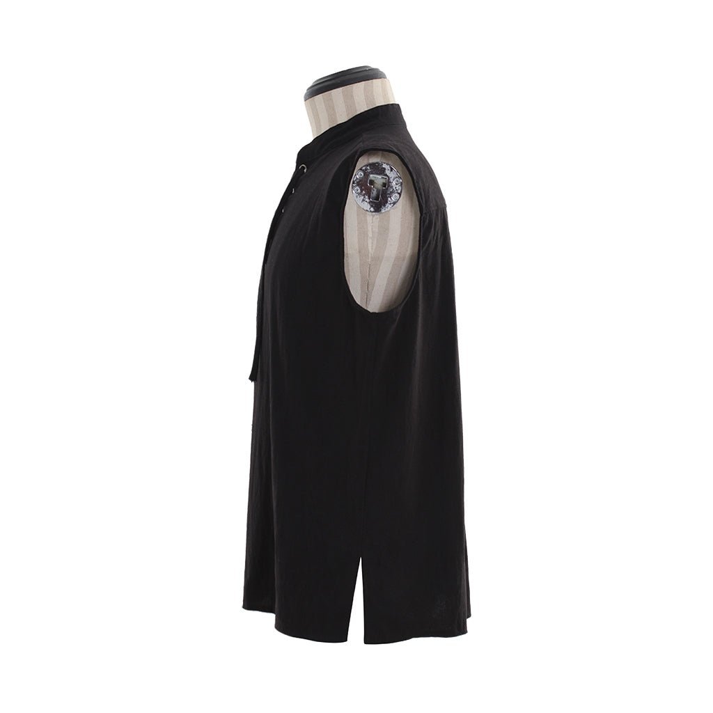 Medieval Men’s Victorian Vest Shirt - Sleeveless Pure Color Collar Straps for Summer | Astrico-Astricos