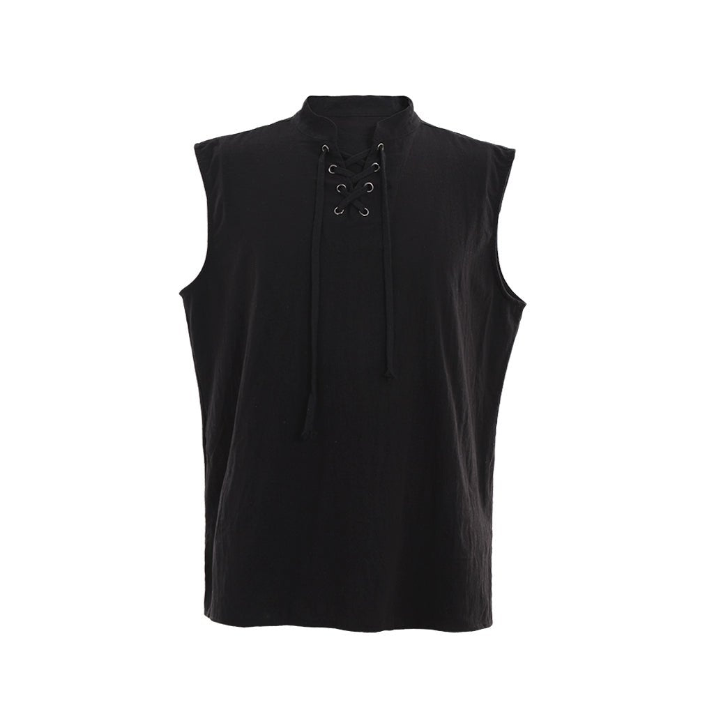 Medieval Men’s Victorian Vest Shirt - Sleeveless Pure Color Collar Straps for Summer | Astrico-Astricos