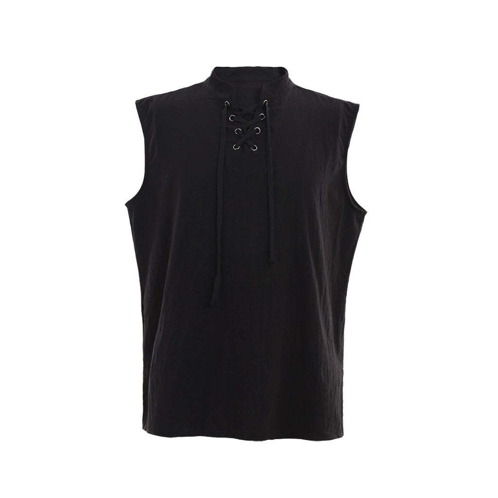 Medieval Men’s Victorian Vest Shirt - Sleeveless Pure Color Collar Straps for Summer | Astrico-Astricos