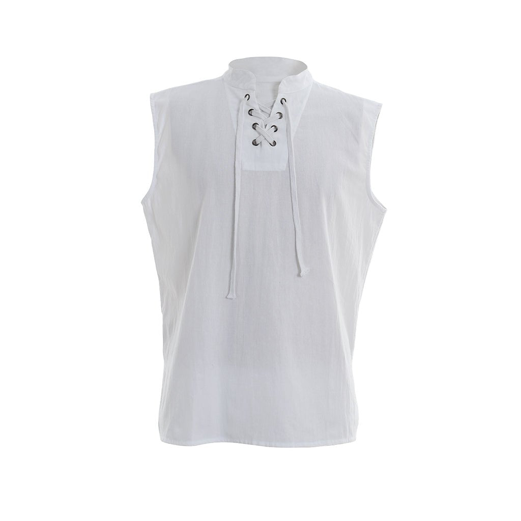 Medieval Men’s Victorian Vest Shirt - Sleeveless Pure Color Collar Straps for Summer | Astrico-Astricos
