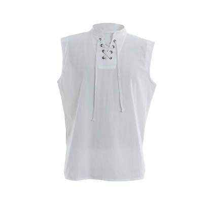 Medieval Men’s Victorian Vest Shirt - Sleeveless Pure Color Collar Straps for Summer | Astrico-Astricos