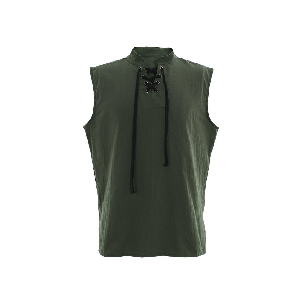 Medieval Men’s Victorian Vest Shirt - Sleeveless Pure Color Collar Straps for Summer | Astrico-Astricos
