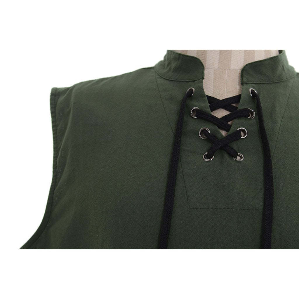 Medieval Men’s Victorian Vest Shirt - Sleeveless Pure Color Collar Straps for Summer | Astrico-Astricos
