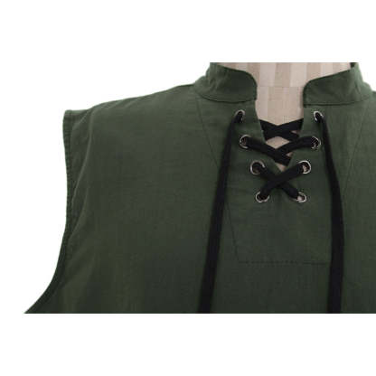 Medieval Men’s Victorian Vest Shirt - Sleeveless Pure Color Collar Straps for Summer | Astrico-Astricos