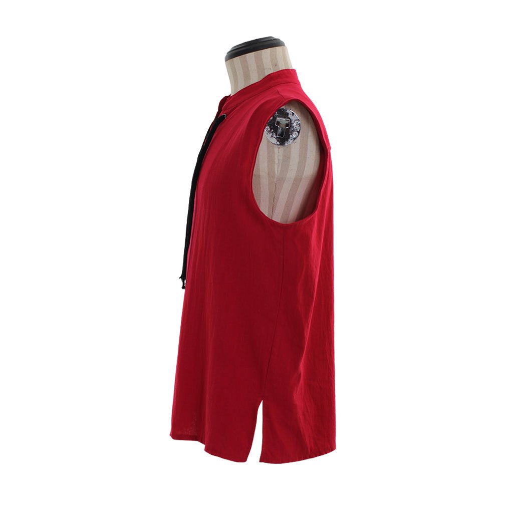 Medieval Men’s Victorian Vest Shirt - Sleeveless Pure Color Collar Straps for Summer | Astrico-Astricos