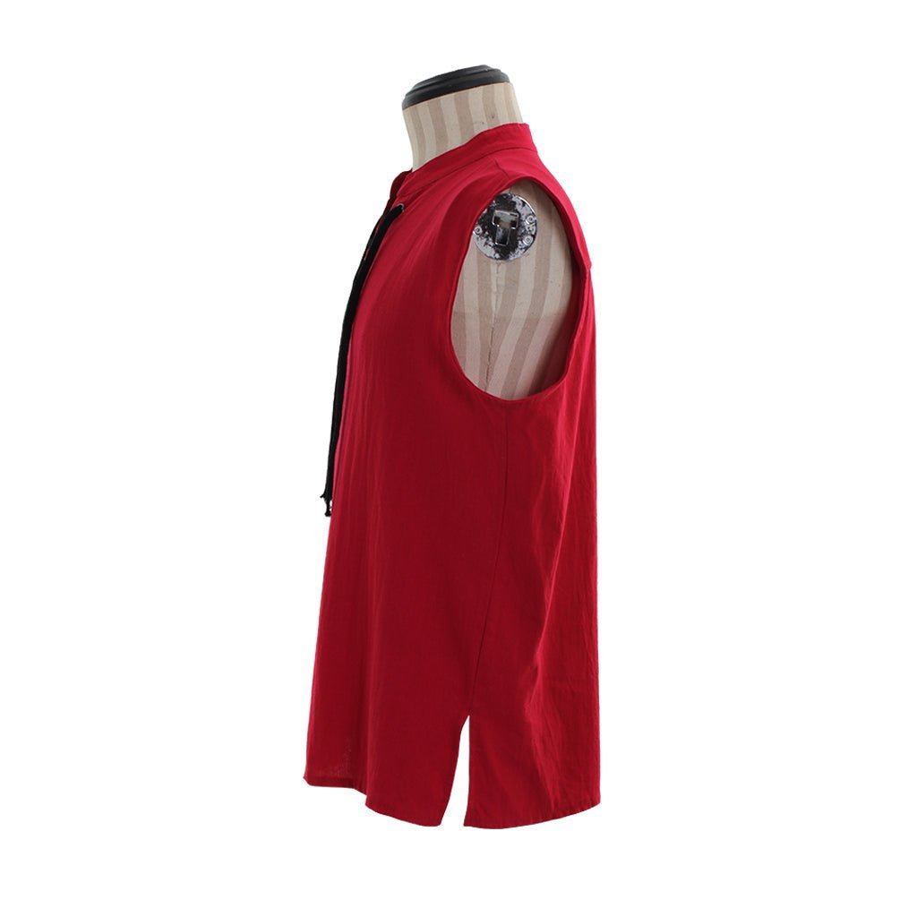 Medieval Men’s Victorian Vest Shirt - Sleeveless Pure Color Collar Straps for Summer | Astrico-Astricos