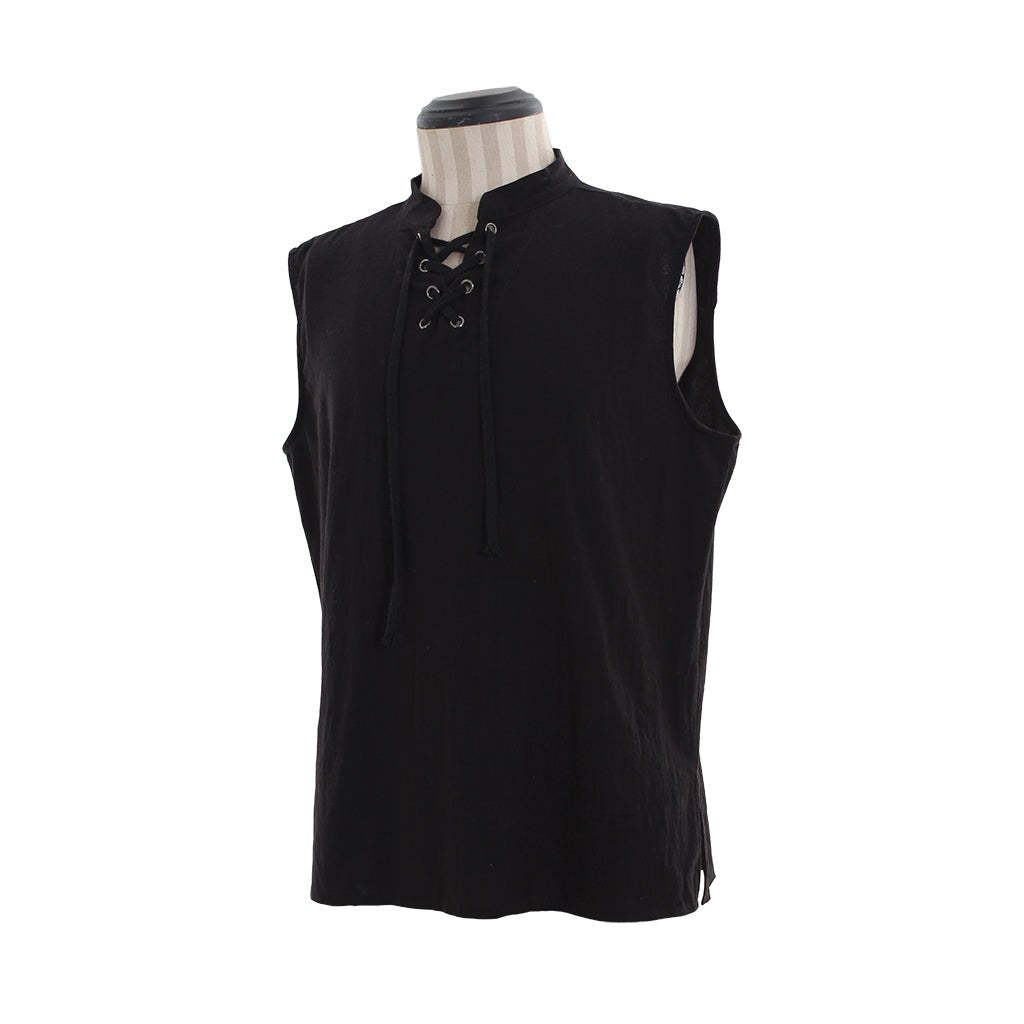 Medieval Men’s Victorian Vest Shirt - Sleeveless Pure Color Collar Straps for Summer | Astrico-Astricos