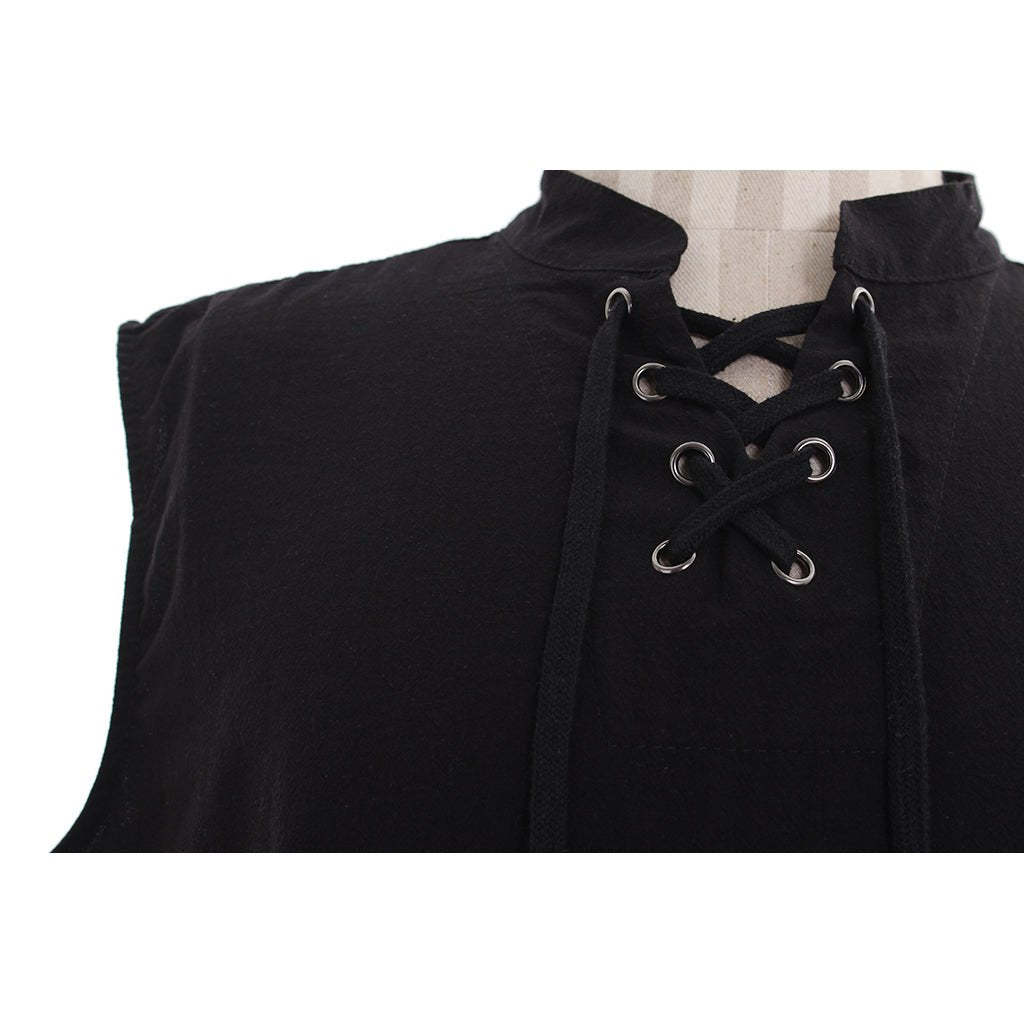 Medieval Men’s Victorian Vest Shirt - Sleeveless Pure Color Collar Straps for Summer | Astrico-Astricos