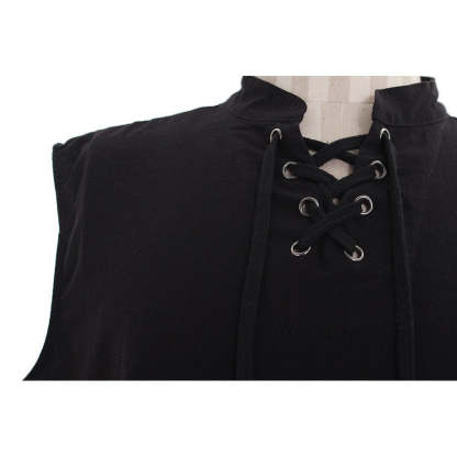 Medieval Men’s Victorian Vest Shirt - Sleeveless Pure Color Collar Straps for Summer | Astrico-Astricos