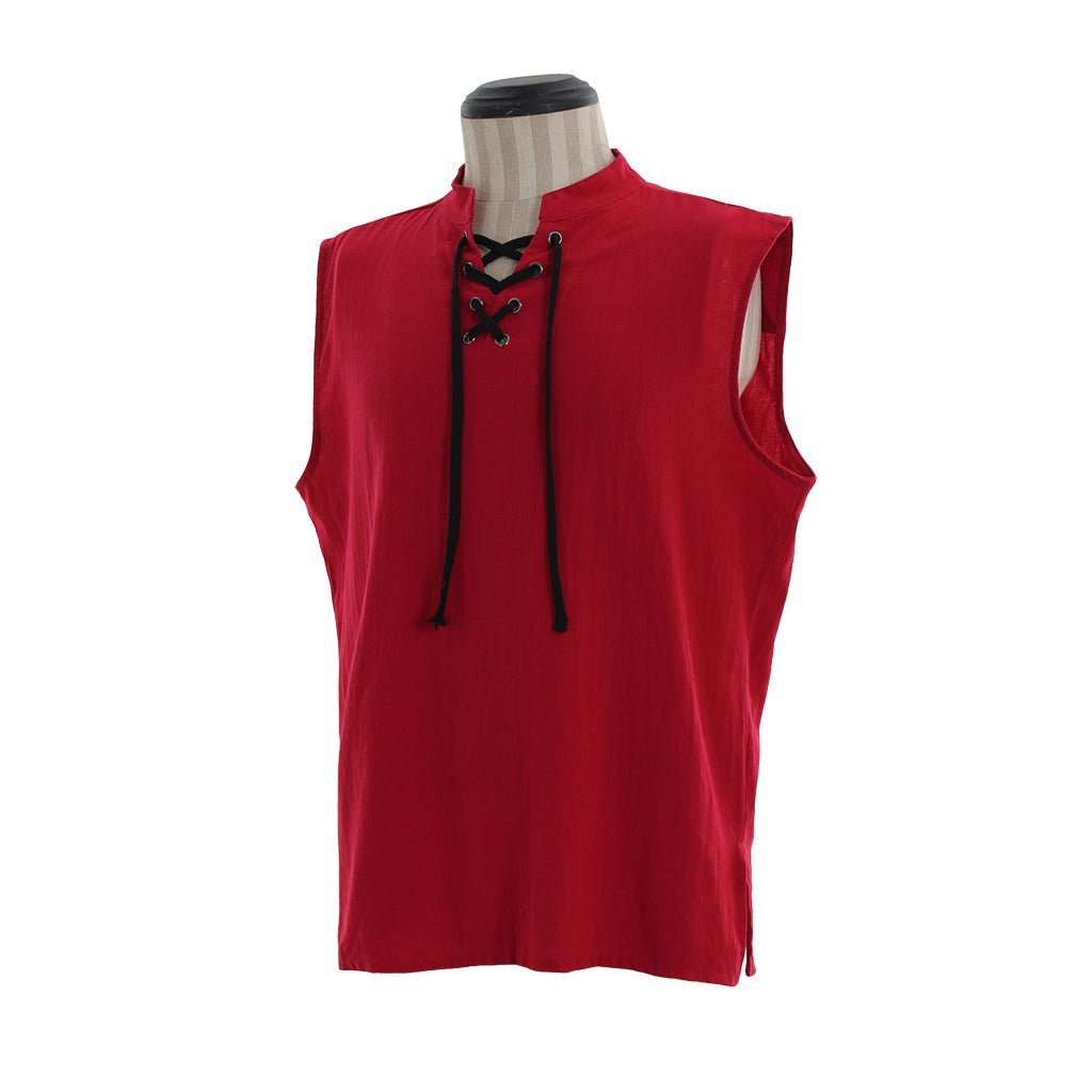 Medieval Men’s Victorian Vest Shirt - Sleeveless Pure Color Collar Straps for Summer | Astrico-Astricos