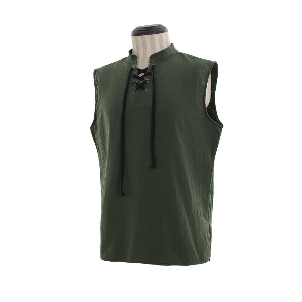 Medieval Men’s Victorian Vest Shirt - Sleeveless Pure Color Collar Straps for Summer | Astrico-Astricos