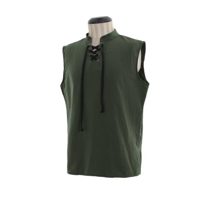 Medieval Men’s Victorian Vest Shirt - Sleeveless Pure Color Collar Straps for Summer | Astrico-Astricos