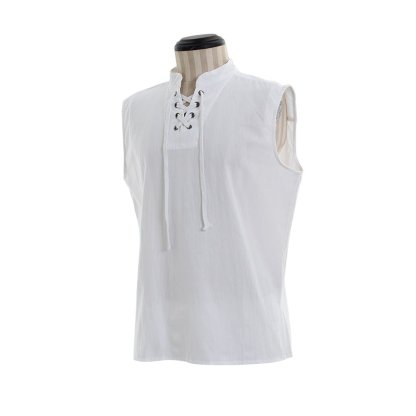 Medieval Men’s Victorian Vest Shirt - Sleeveless Pure Color Collar Straps for Summer | Astrico-Astricos