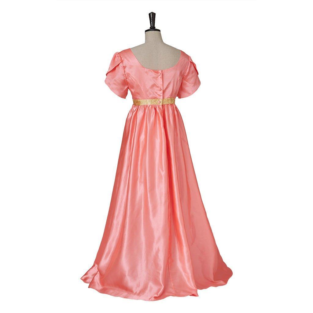 Bridgerton Cosplay Costume - Medieval Traditional Empire Gown in Deep Orange-Astricos