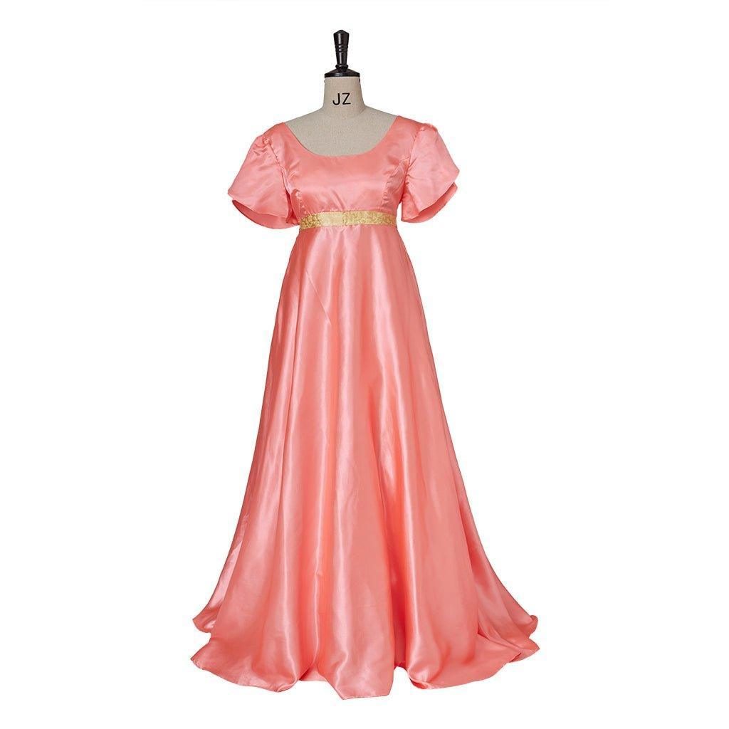 Bridgerton Cosplay Costume - Medieval Traditional Empire Gown in Deep Orange-Astricos