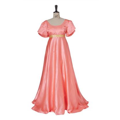 Bridgerton Cosplay Costume - Medieval Traditional Empire Gown in Deep Orange-Astricos