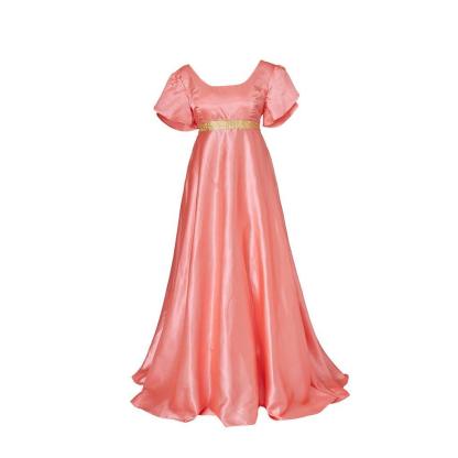 Bridgerton Cosplay Costume - Medieval Traditional Empire Gown in Deep Orange-Astricos