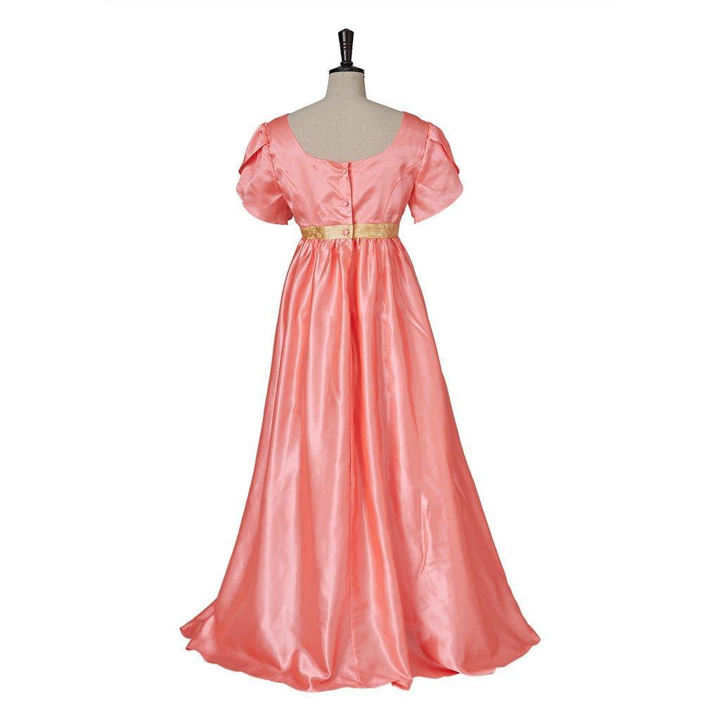 Bridgerton Cosplay Costume - Medieval Traditional Empire Gown in Deep Orange-Astricos