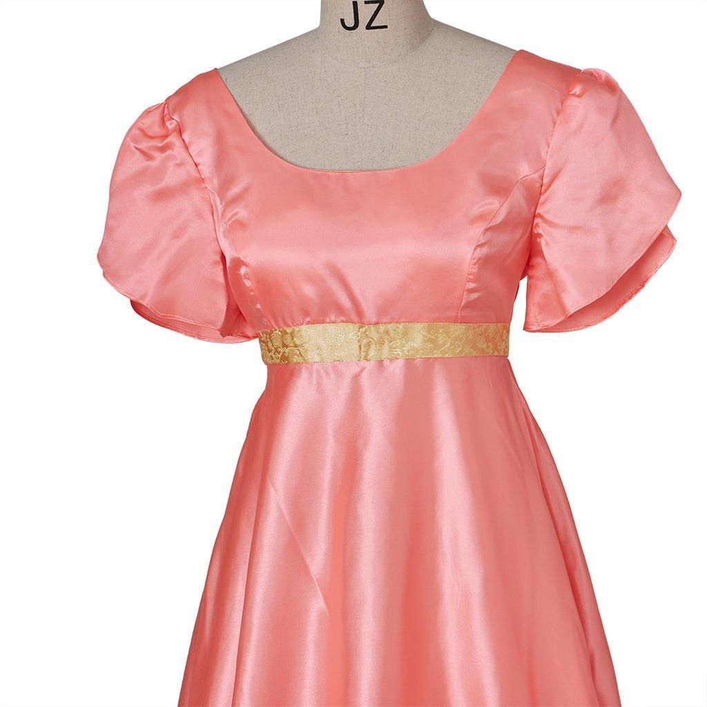 Bridgerton Cosplay Costume - Medieval Traditional Empire Gown in Deep Orange-Astricos