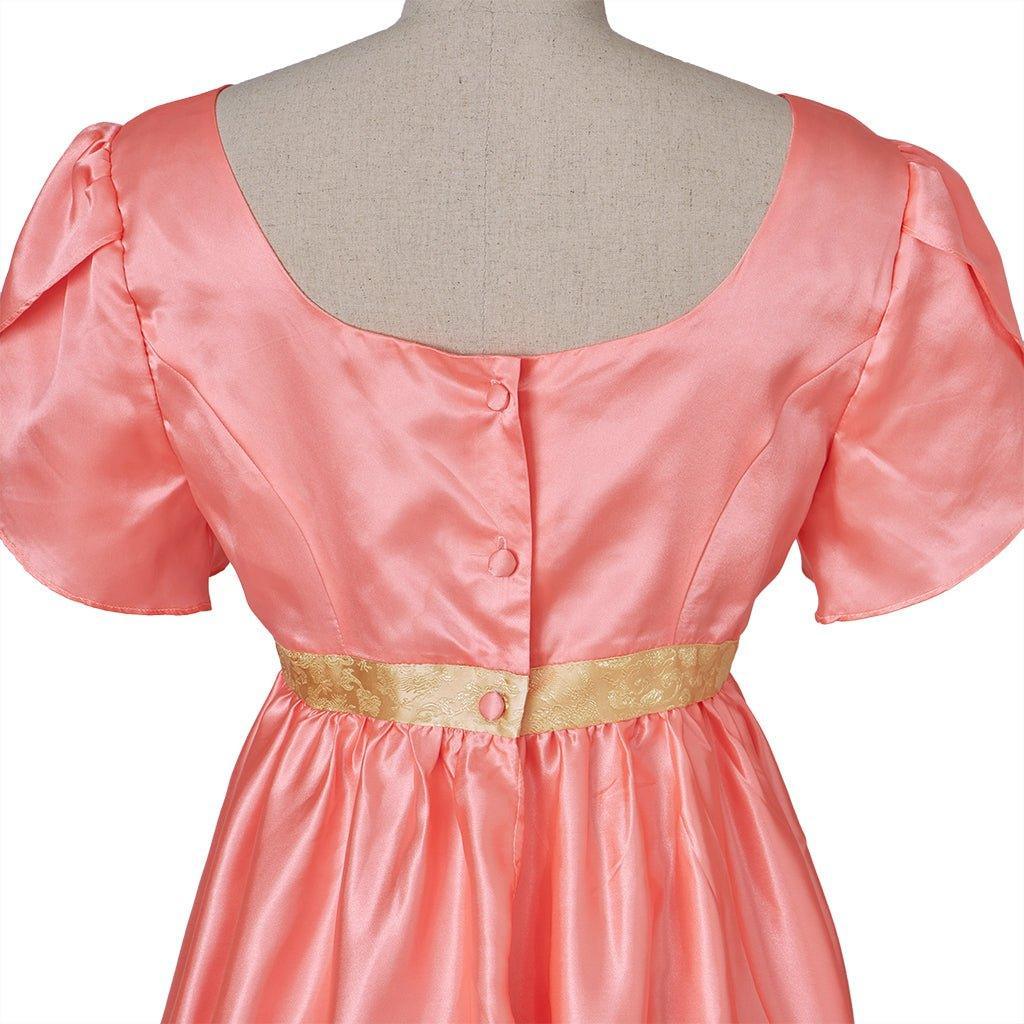 Bridgerton Cosplay Costume - Medieval Traditional Empire Gown in Deep Orange-Astricos