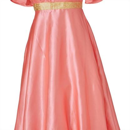 Bridgerton Cosplay Costume - Medieval Traditional Empire Gown in Deep Orange-Astricos