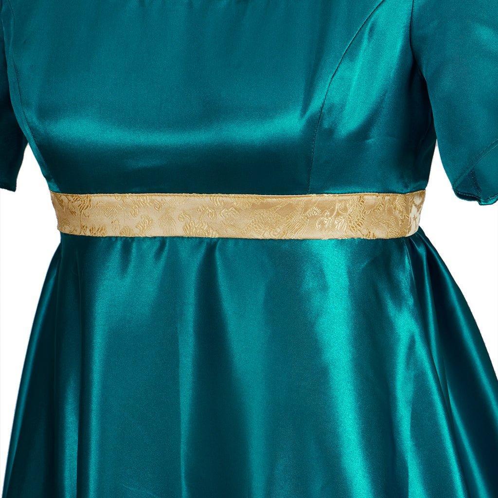 Emerald Green Medieval Empire Gown - Bridgerton Inspired Cosplay Costume-Astricos