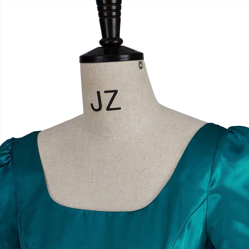 Emerald Green Medieval Empire Gown - Bridgerton Inspired Cosplay Costume-Astricos