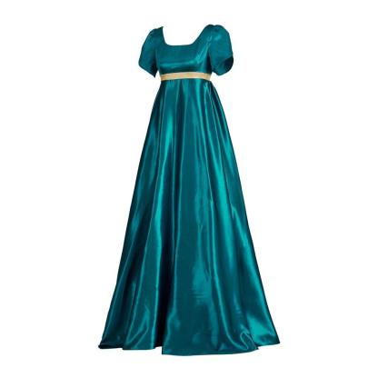 Emerald Green Medieval Empire Gown - Bridgerton Inspired Cosplay Costume-Astricos