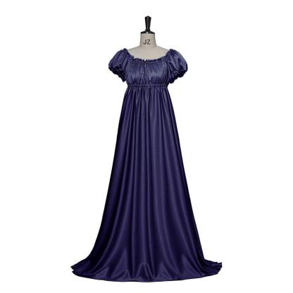 Iron Blue Medieval Empire Gown - Bridgerton Inspired Cosplay Costume-Astricos