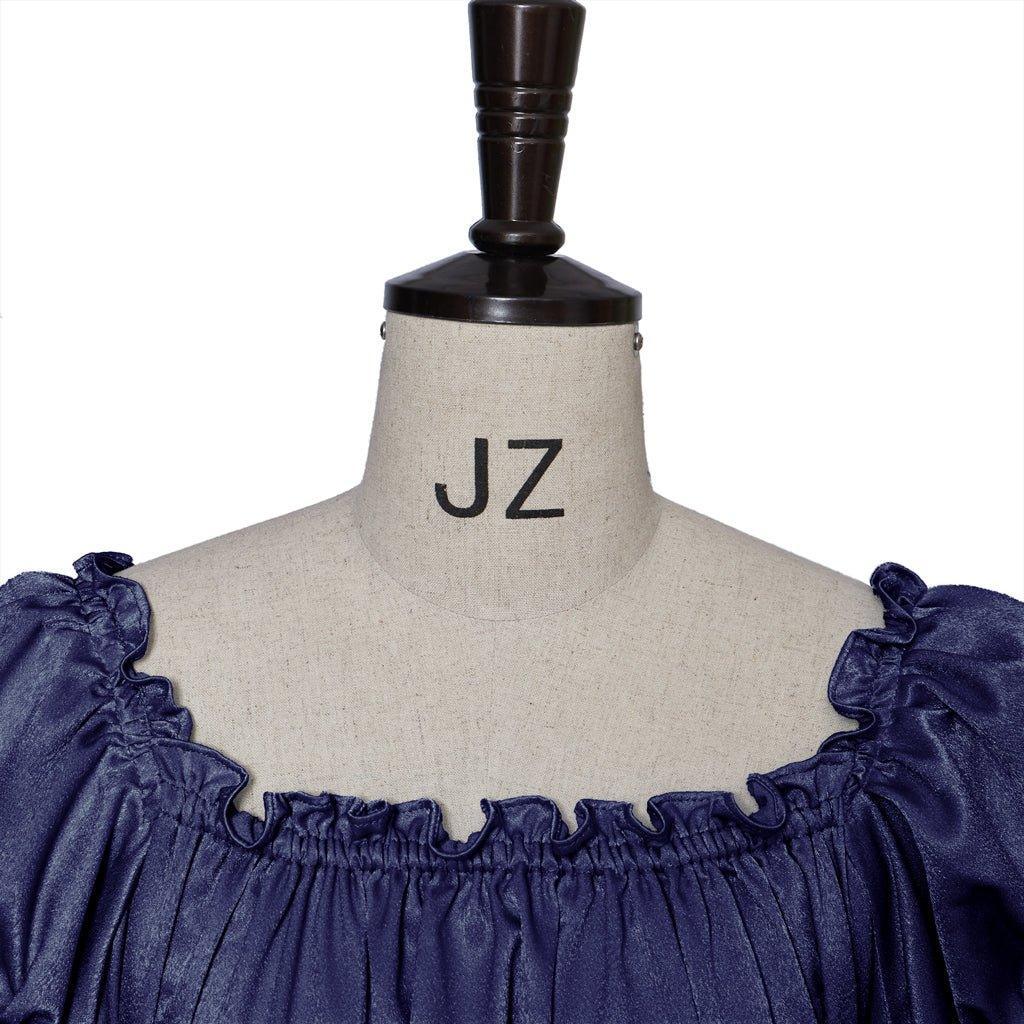 Iron Blue Medieval Empire Gown - Bridgerton Inspired Cosplay Costume-Astricos