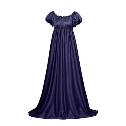 Iron Blue Medieval Empire Gown - Bridgerton Inspired Cosplay Costume-Astricos