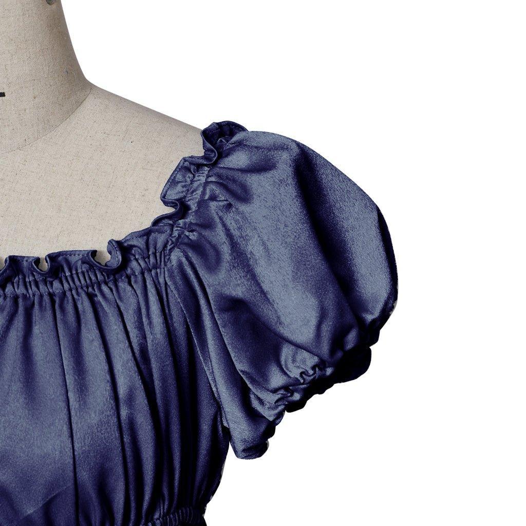 Iron Blue Medieval Empire Gown - Bridgerton Inspired Cosplay Costume-Astricos